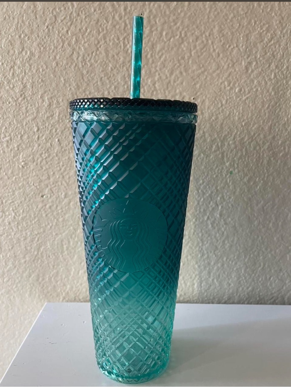 Starbucks Teal Ombre Textured Reusable Tumbler with Straw